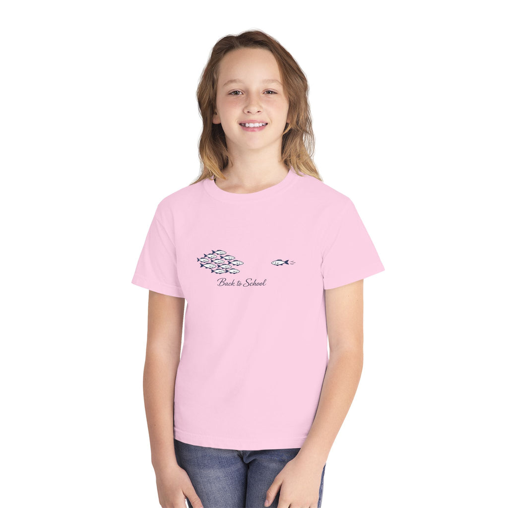 Youth Tee — Back to School Fish Tee — "Rhody Life" Coastal Graphic T-Shirt