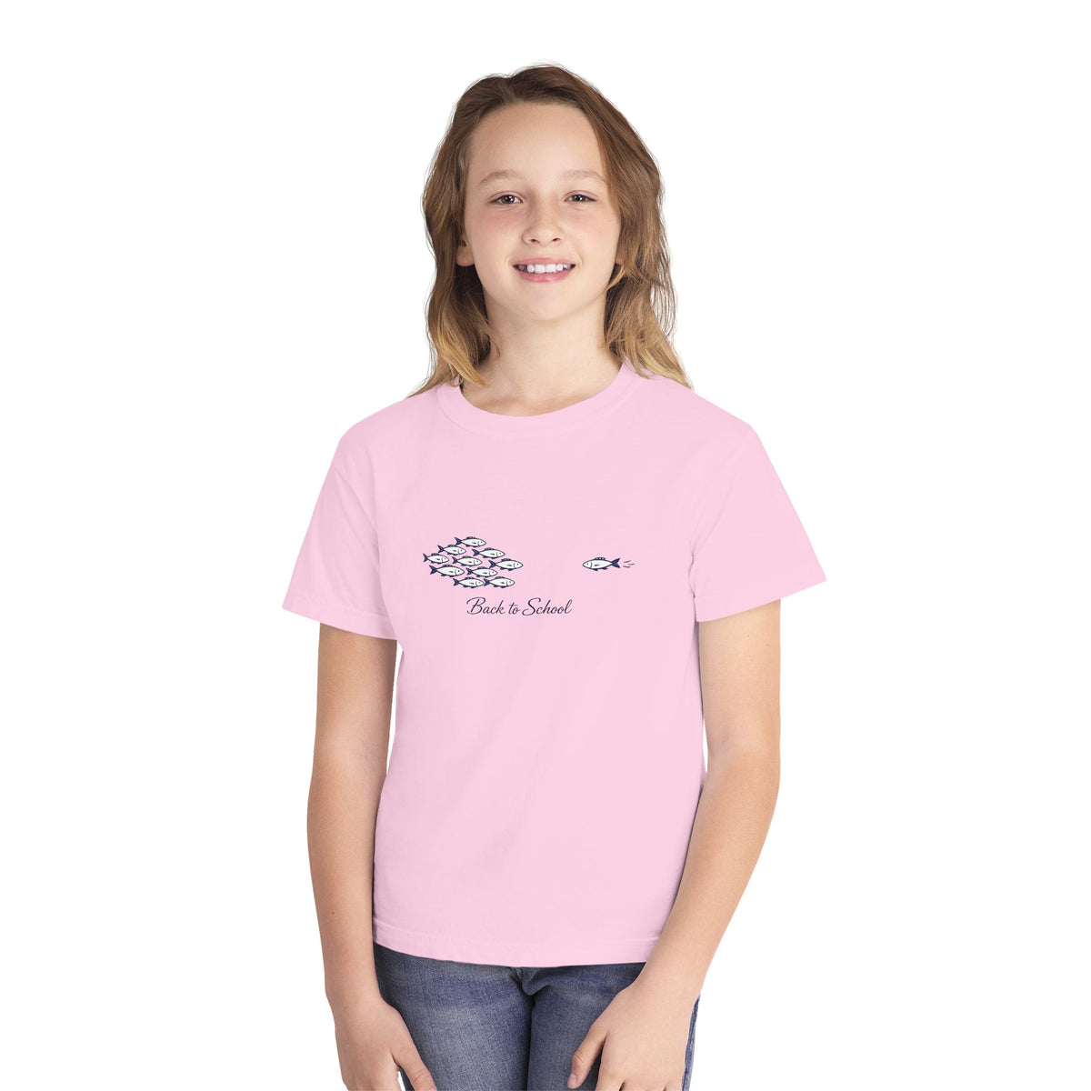 Youth Tee — Back to School Fish Tee — "Rhody Life" Coastal Graphic T-Shirt