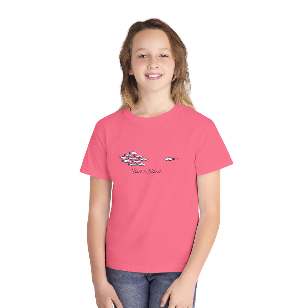 Youth Tee — Back to School Fish Tee — "Rhody Life" Coastal Graphic T-Shirt