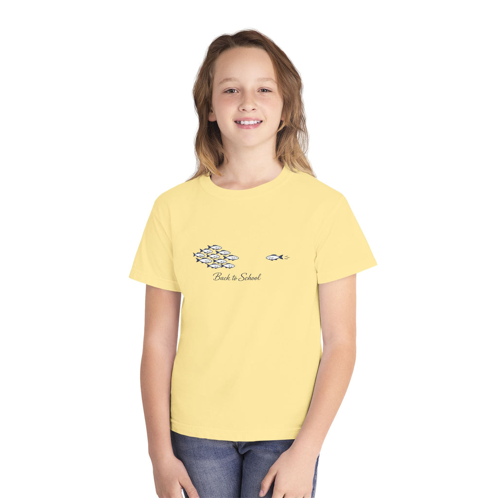 Youth Tee — Back to School Fish Tee — "Rhody Life" Coastal Graphic T-Shirt