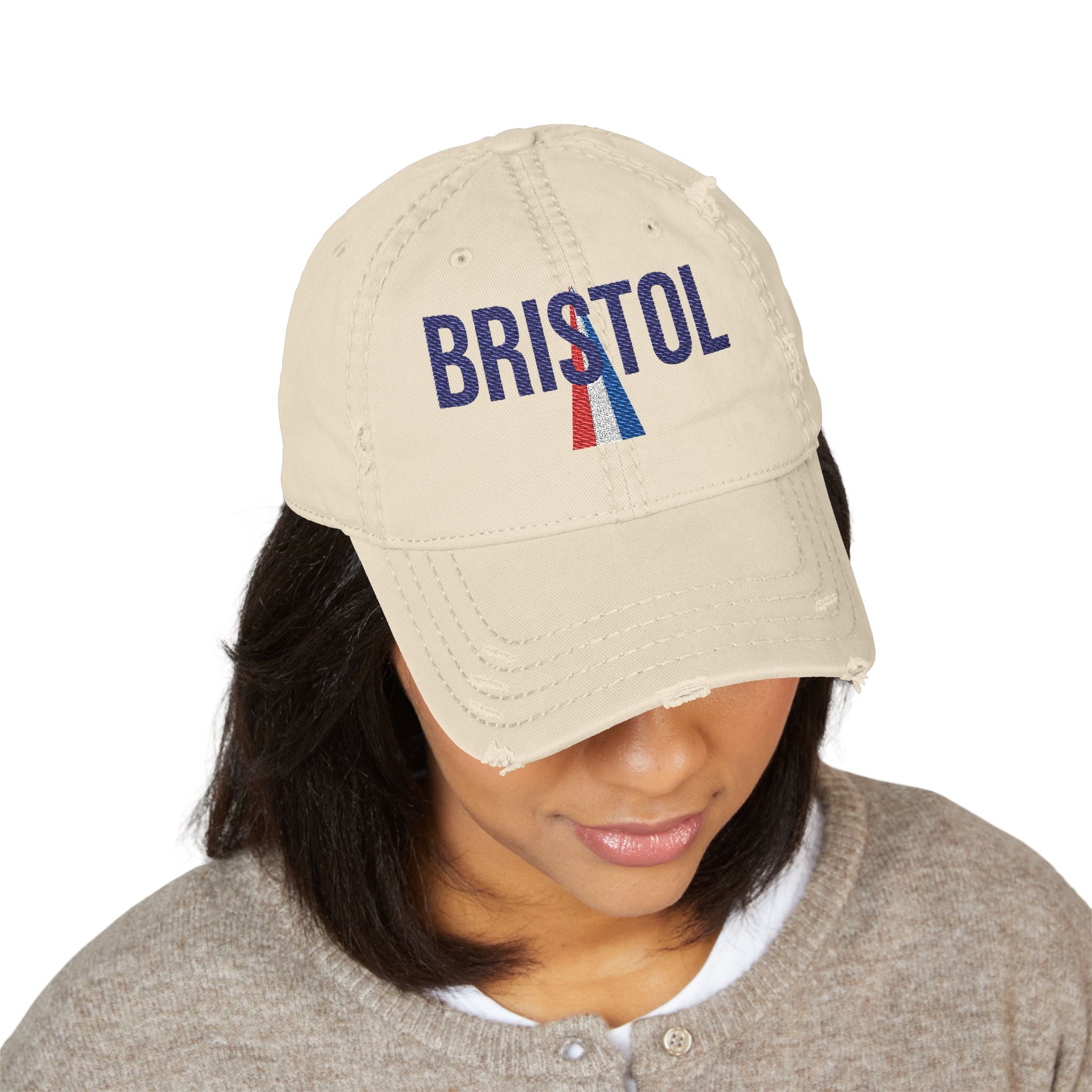 Bristol Distressed Dad Hat — Embroidered Vintage City Cap