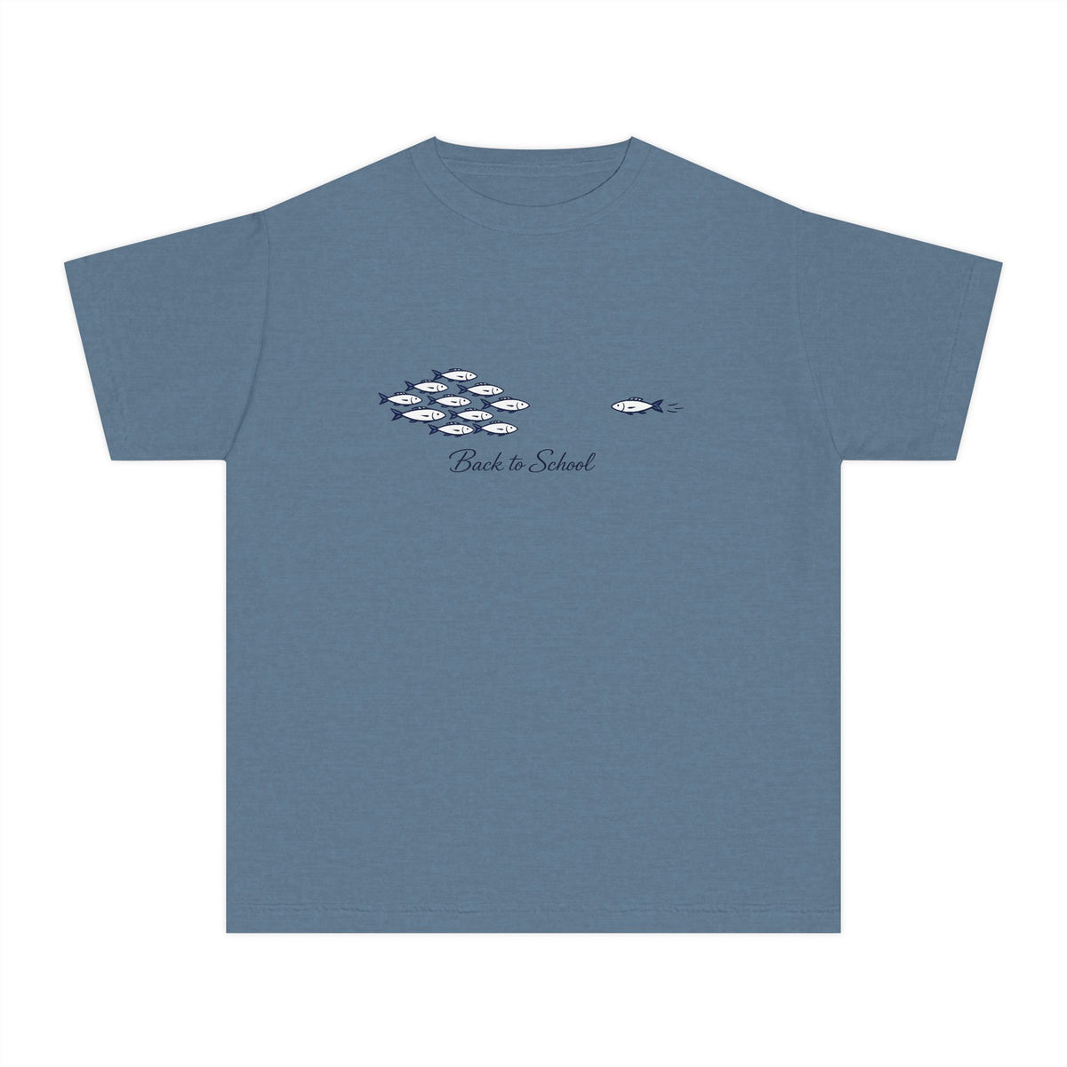 Youth Tee — Back to School Fish Tee — "Rhody Life" Coastal Graphic T-Shirt