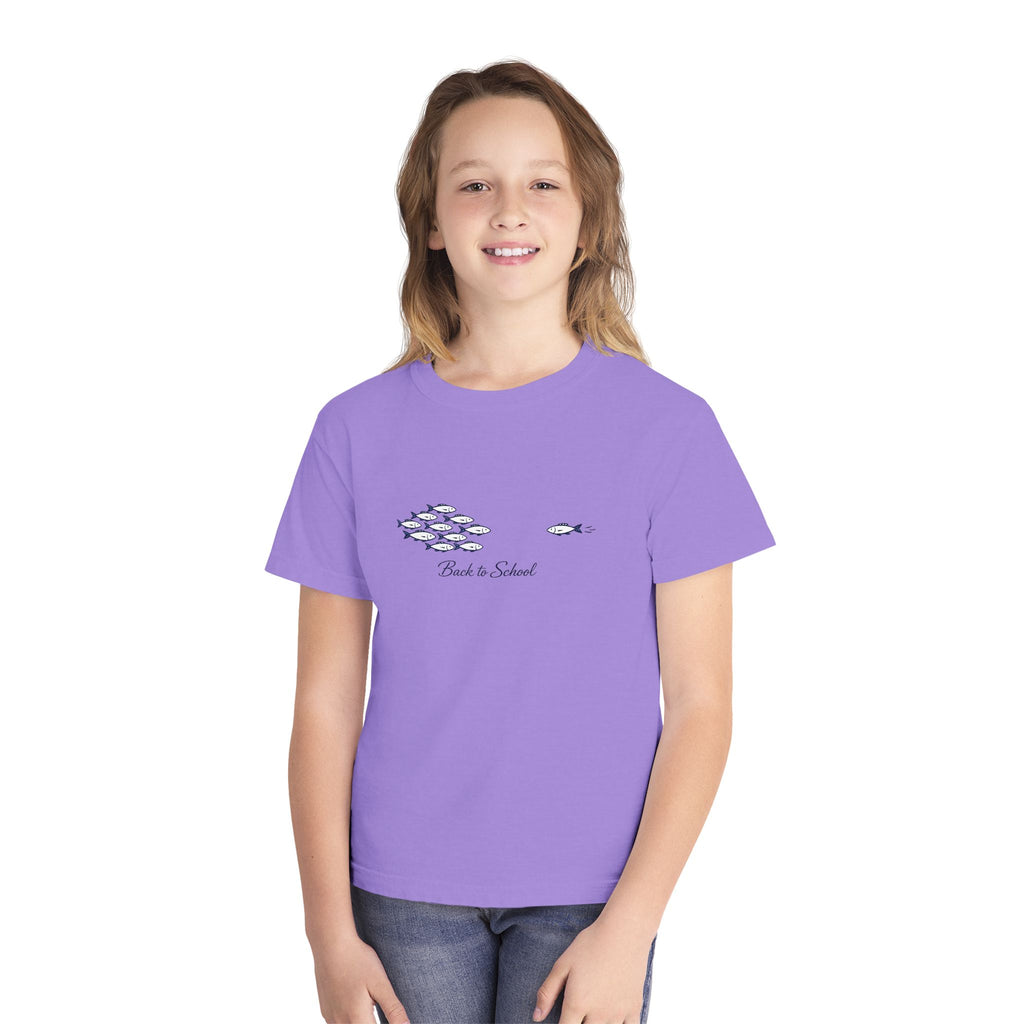 Youth Tee — Back to School Fish Tee — "Rhody Life" Coastal Graphic T-Shirt