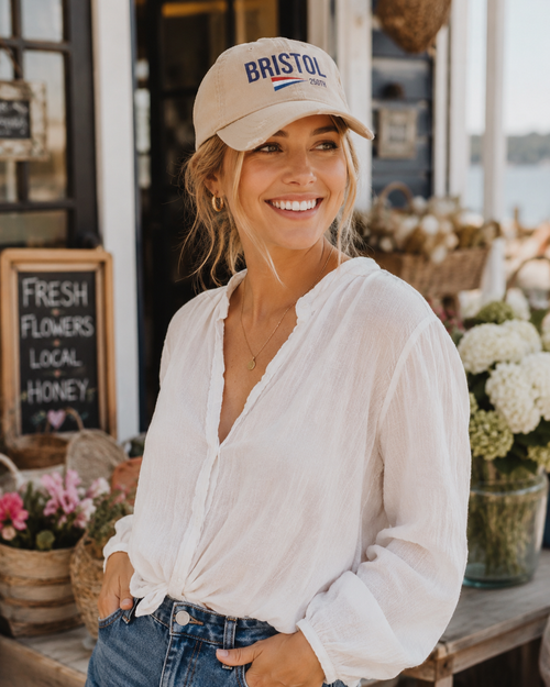Bristol 250th pennant Dad Hat | Distressed embroidered cap