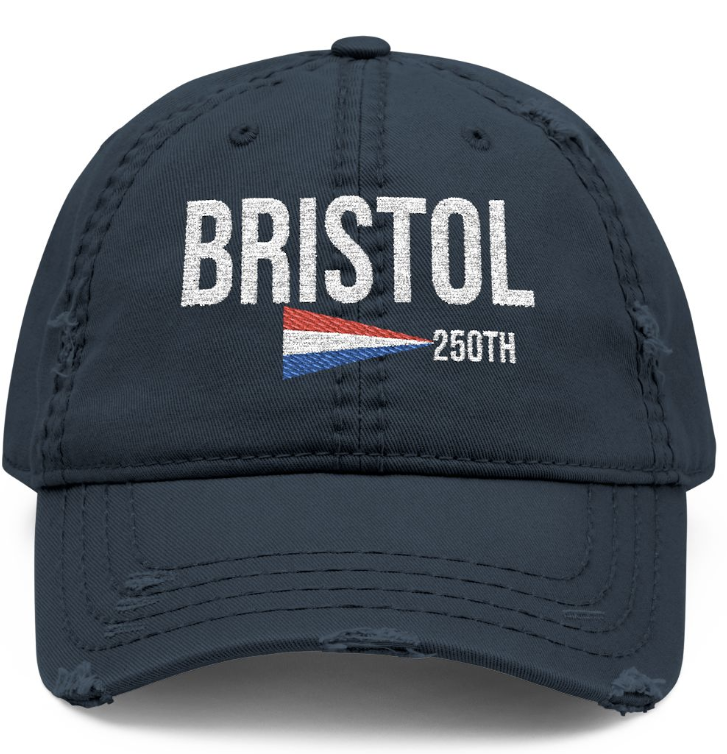 Bristol 250th Pennant Distressed Dad Hat – Navy Cotton Twill