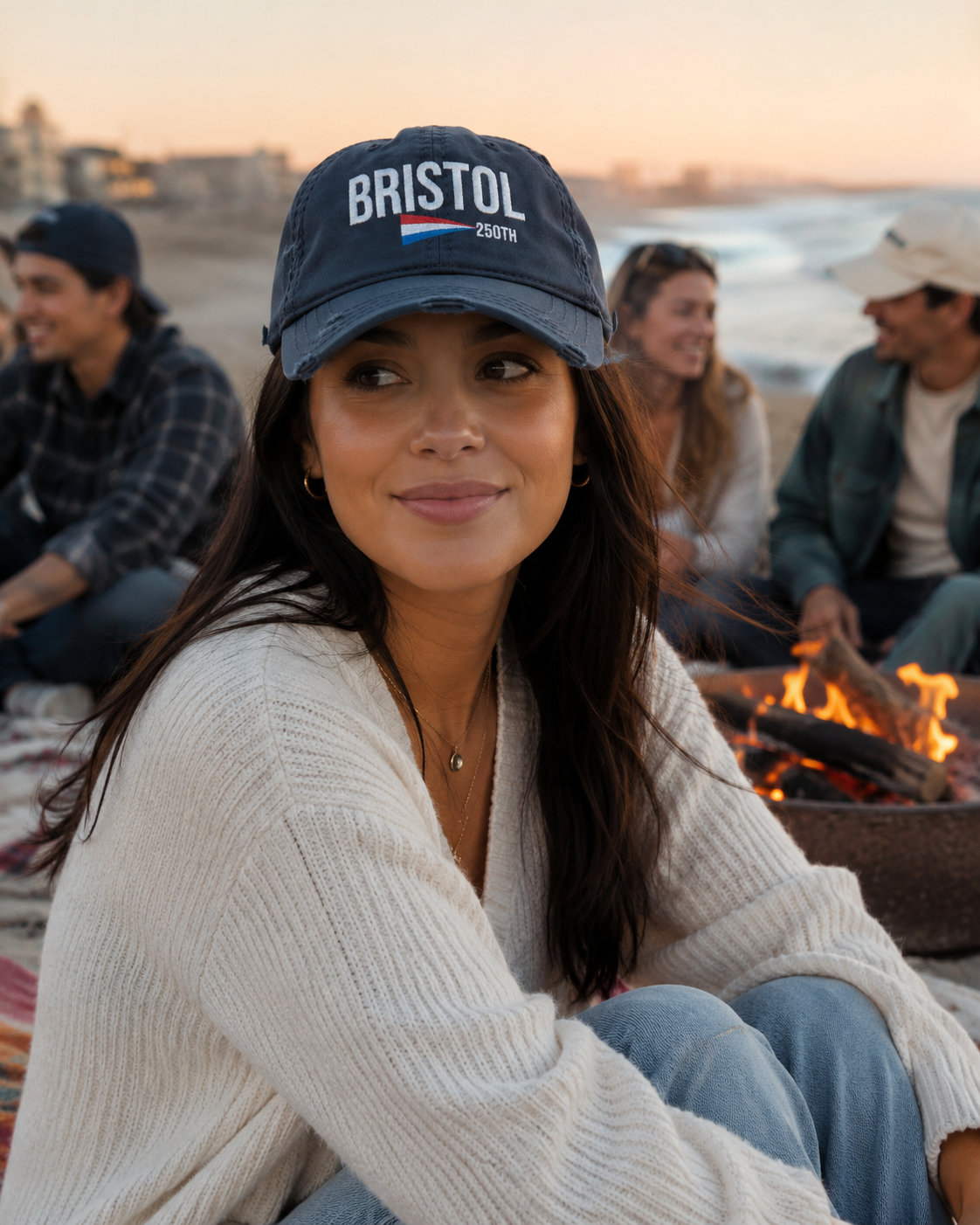 Bristol 250th Pennant Distressed Dad Hat – Navy Cotton Twill