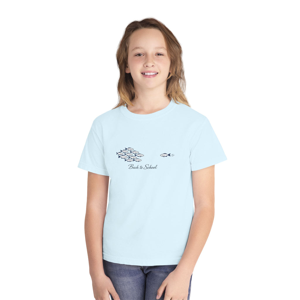 Youth Tee — Back to School Fish Tee — "Rhody Life" Coastal Graphic T-Shirt
