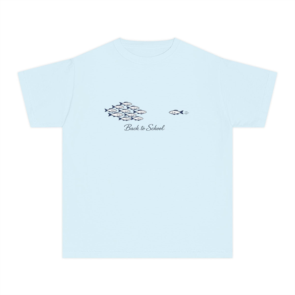 Youth Tee — Back to School Fish Tee — "Rhody Life" Coastal Graphic T-Shirt