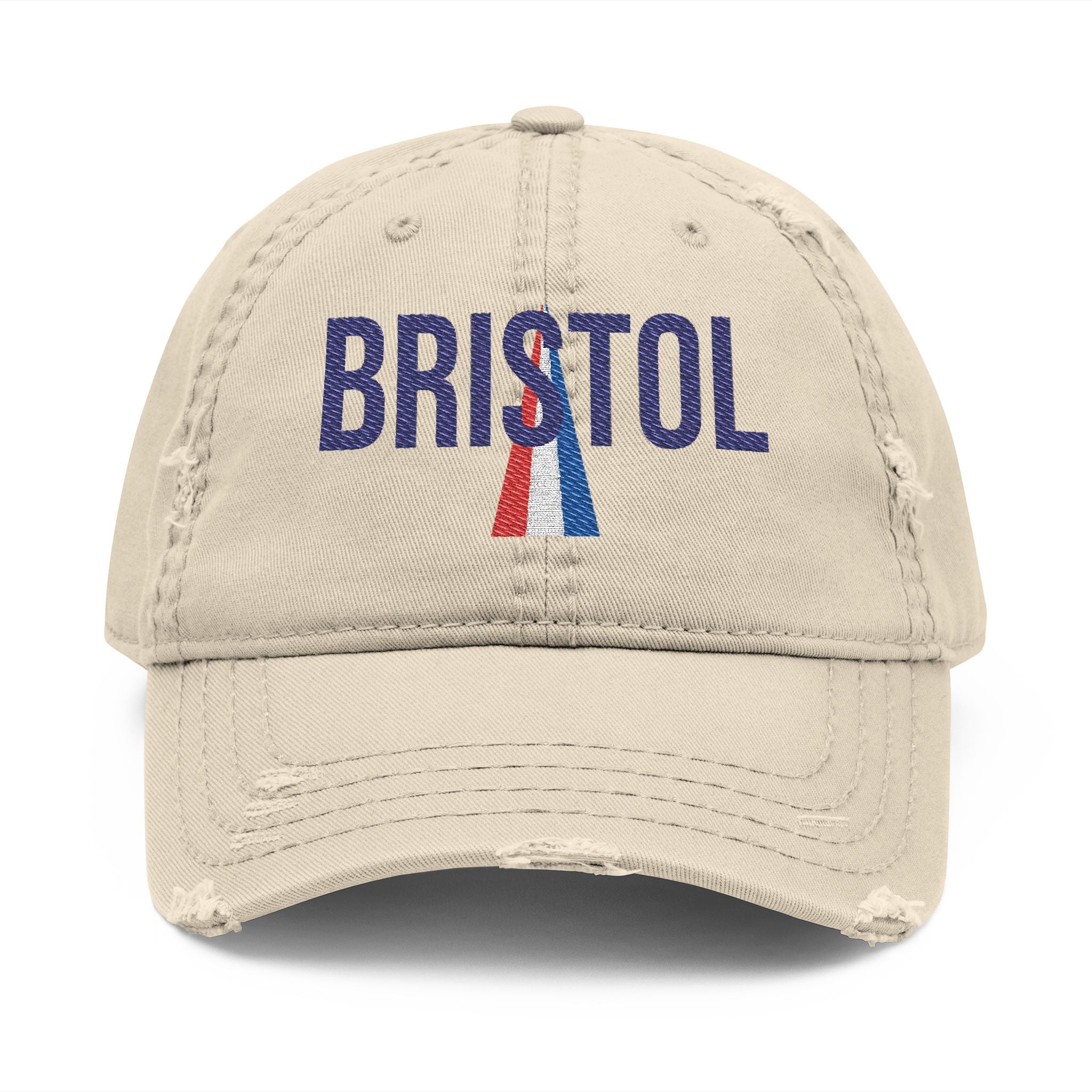 Bristol Distressed Dad Hat — Embroidered Vintage City Cap