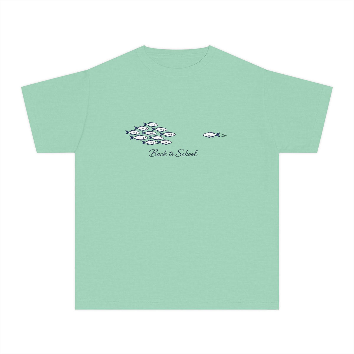 Youth Tee — Back to School Fish Tee — "Rhody Life" Coastal Graphic T-Shirt
