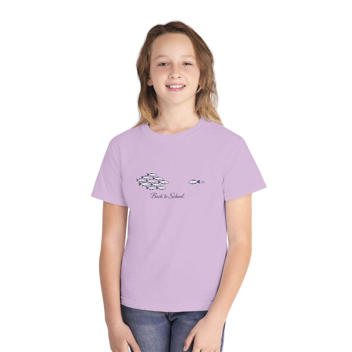 Youth Tee — Back to School Fish Tee — "Rhody Life" Coastal Graphic T-Shirt