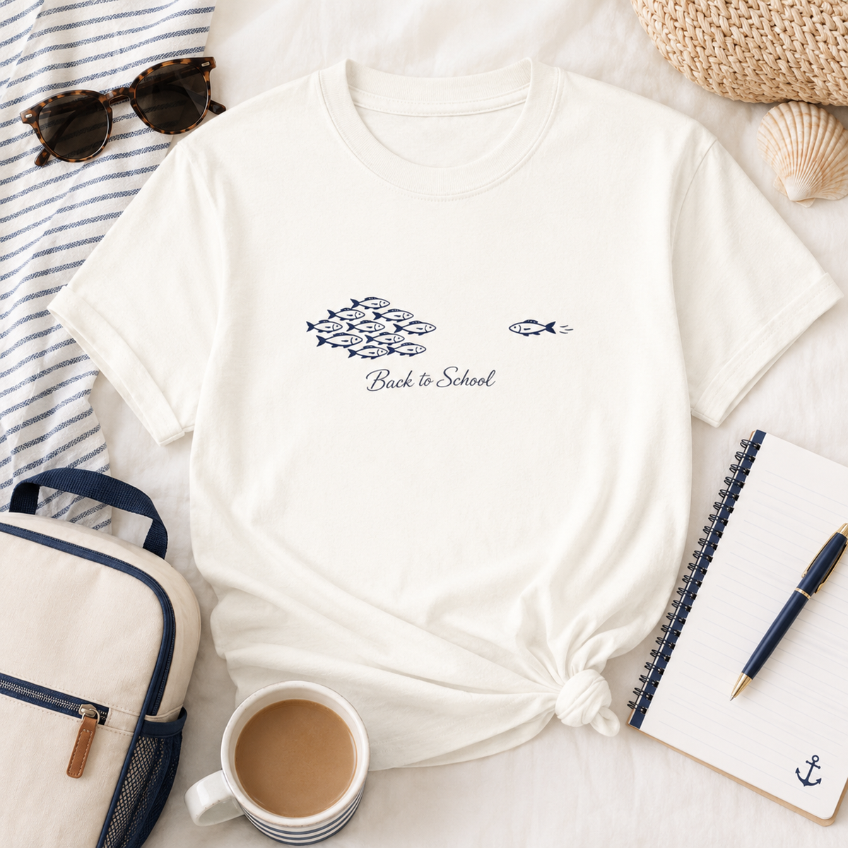 Back to School Fish Tee — "Rhody Life" Coastal Graphic T-Shirt